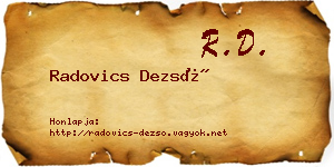 Radovics Dezső névjegykártya